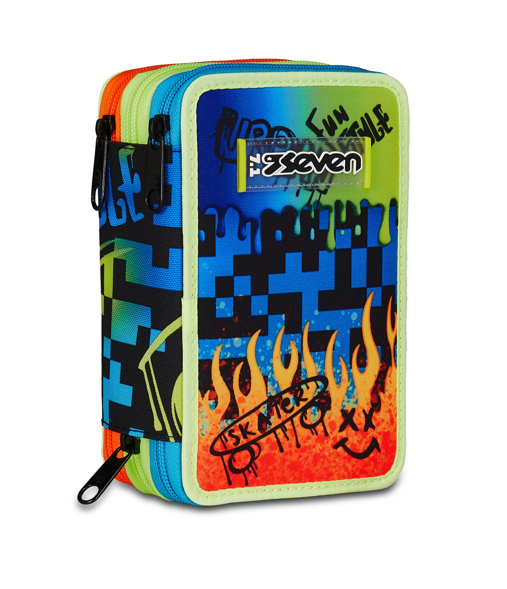 Seven Astuccio 3 Zip - Scribbled Flame