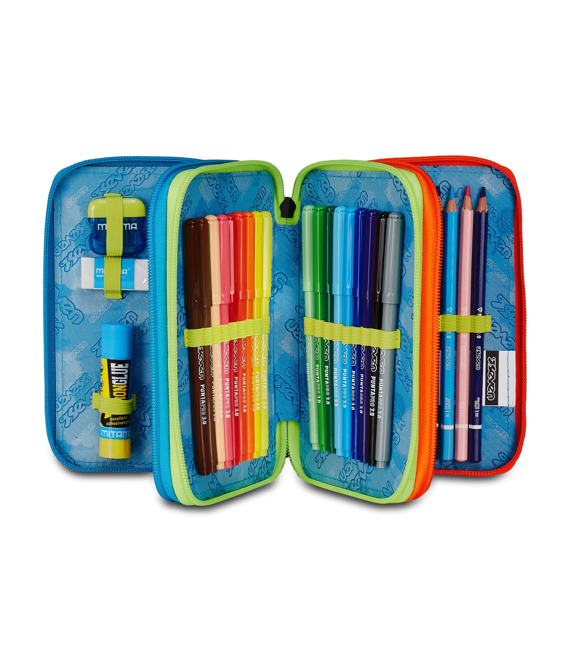 Seven Astuccio 3 Zip - Scribbled Flame