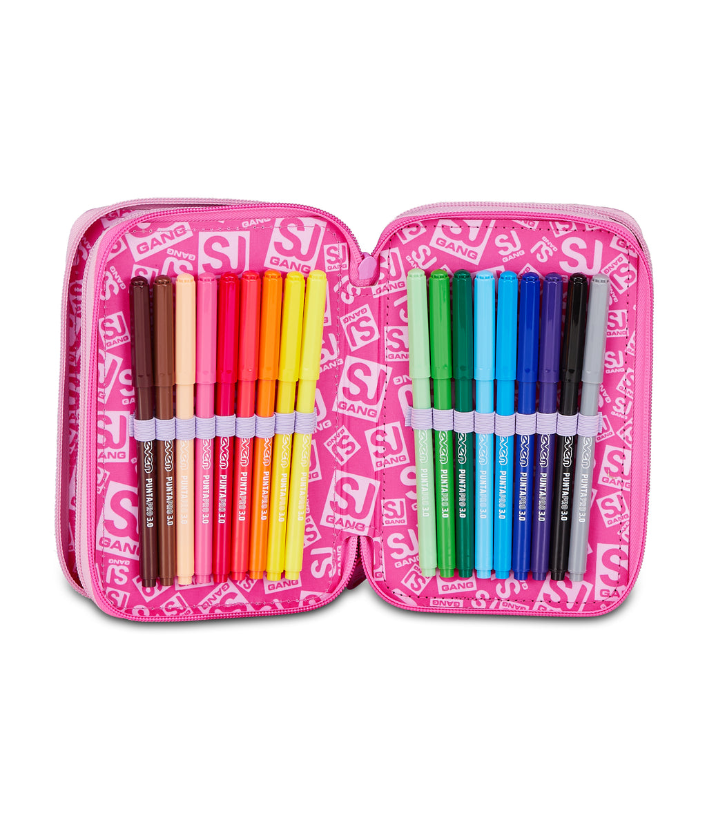 Sj Gang Astuccio 3 Zip Fluffy Pink Girl - Immagine 5