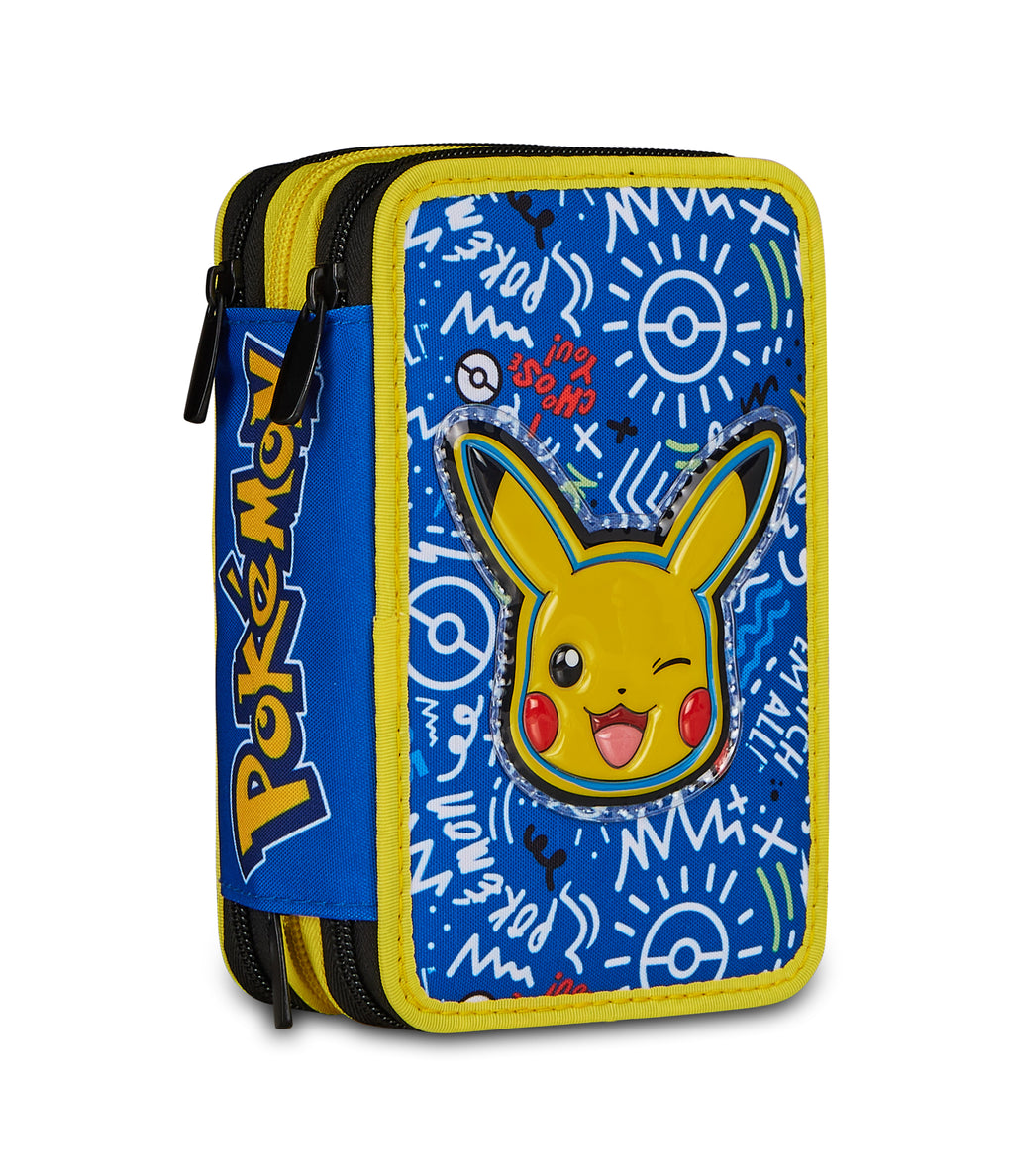 Pokémon Set Scuola Zaino, Astuccio 3 Zip e Borraccia