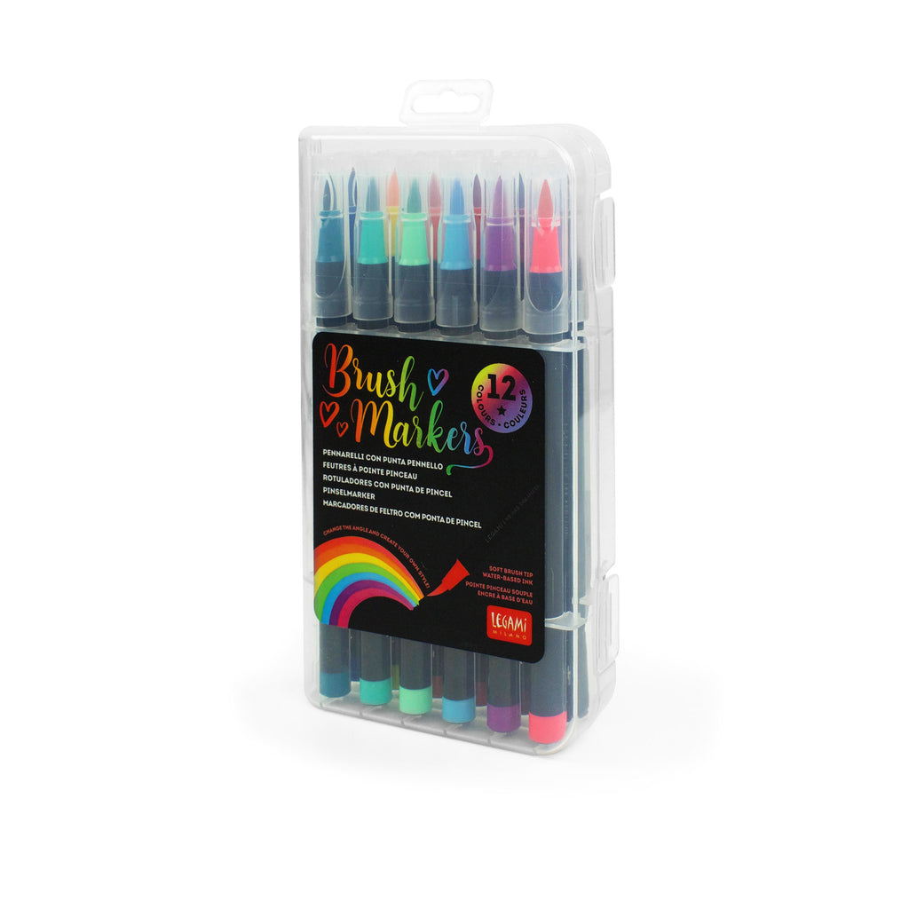 Legami Set Di 12 Pennarelli Con Punta Pennello - Bright Colors - Brush Markers