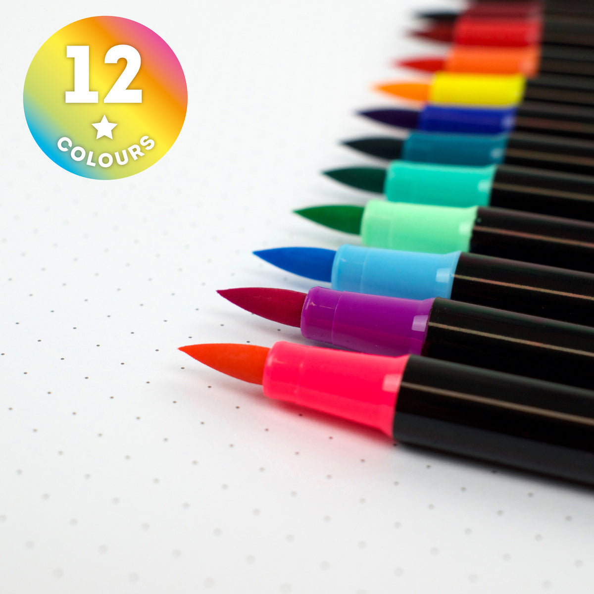 Legami Set Di 12 Pennarelli Con Punta Pennello - Bright Colors - Brush Markers