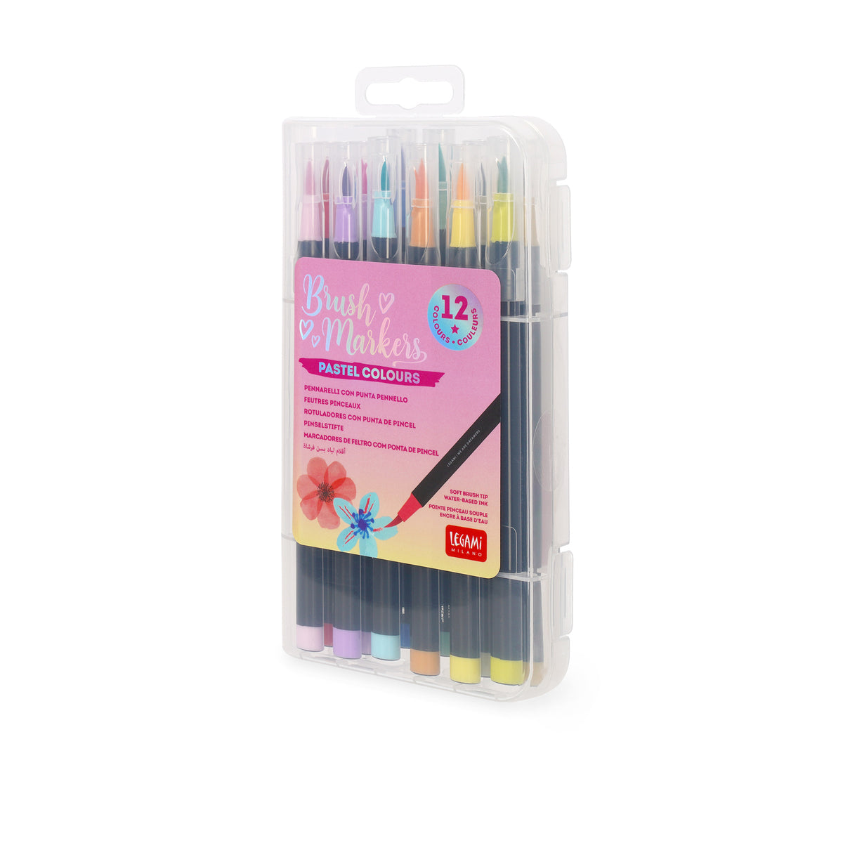 Legami Set Di 12 Pennarelli Con Punta Pennello - Pastel Colors - Brush Markers