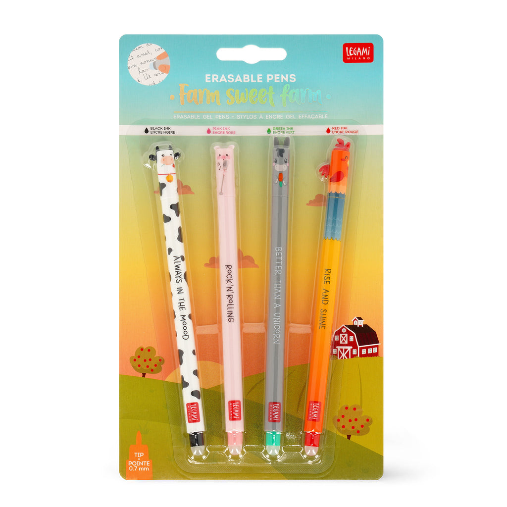 Legami Set Di 4 Penne Gel Cancellabili - Farm Sweet Farm