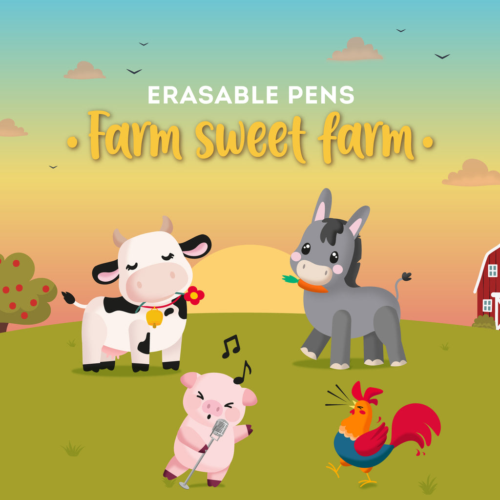 Legami Set Di 4 Penne Gel Cancellabili - Farm Sweet Farm