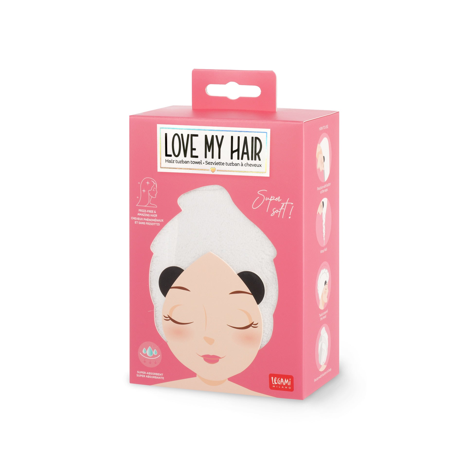 Legami Asciugamano Per Capelli A Turbante - Panda