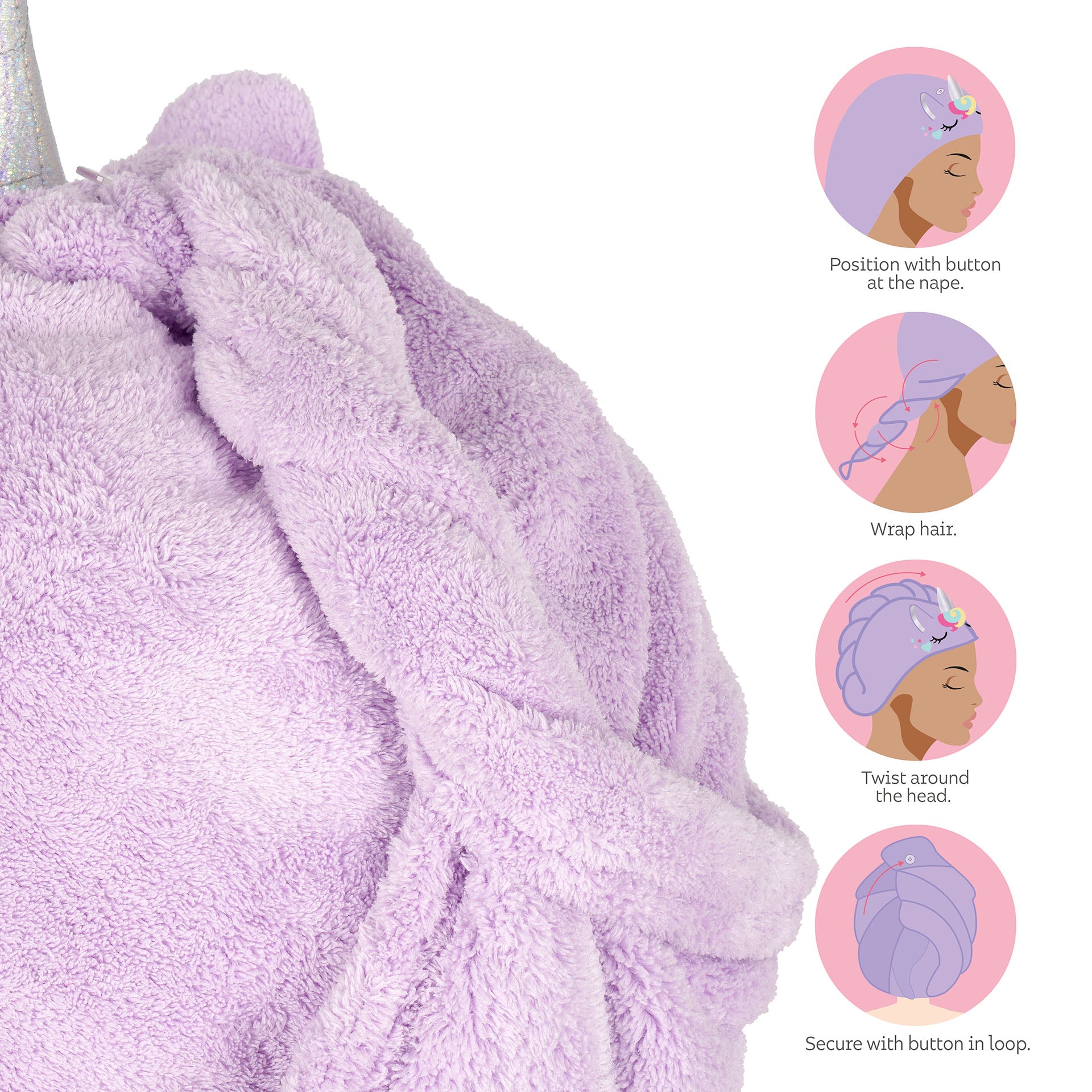 Legami Asciugamano Per Capelli A Turbante - Unicorno