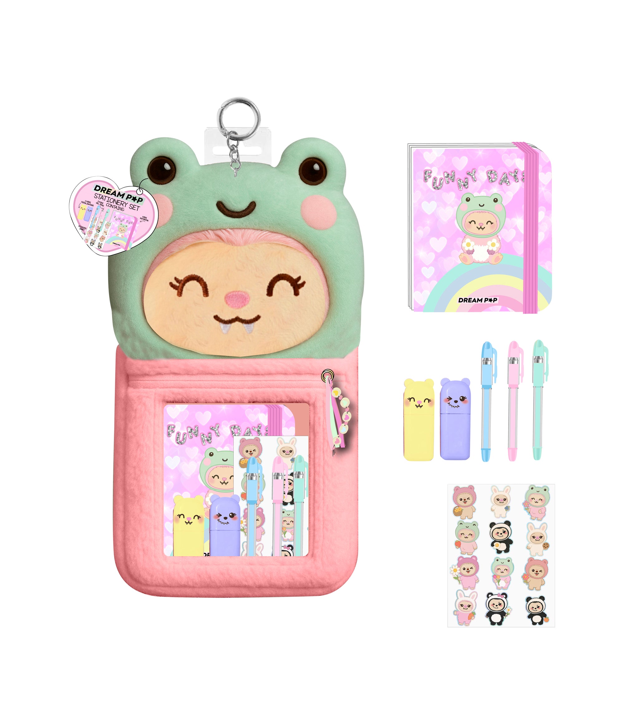 Tri-Coastal Set Cancelleria Peluche Rana Con Portachiavi