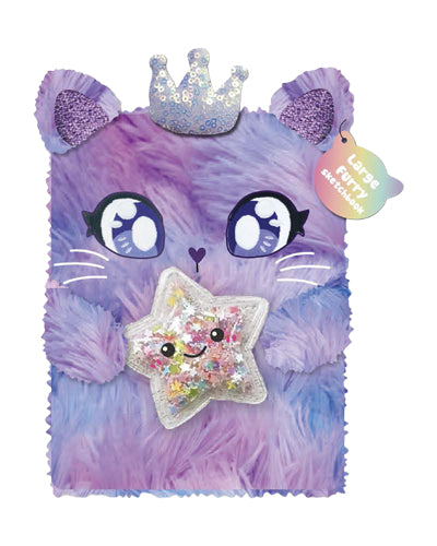SKETCHBOOK CON COPERTINA PELUCHE 21.6x28 - GATTINO CON CORON