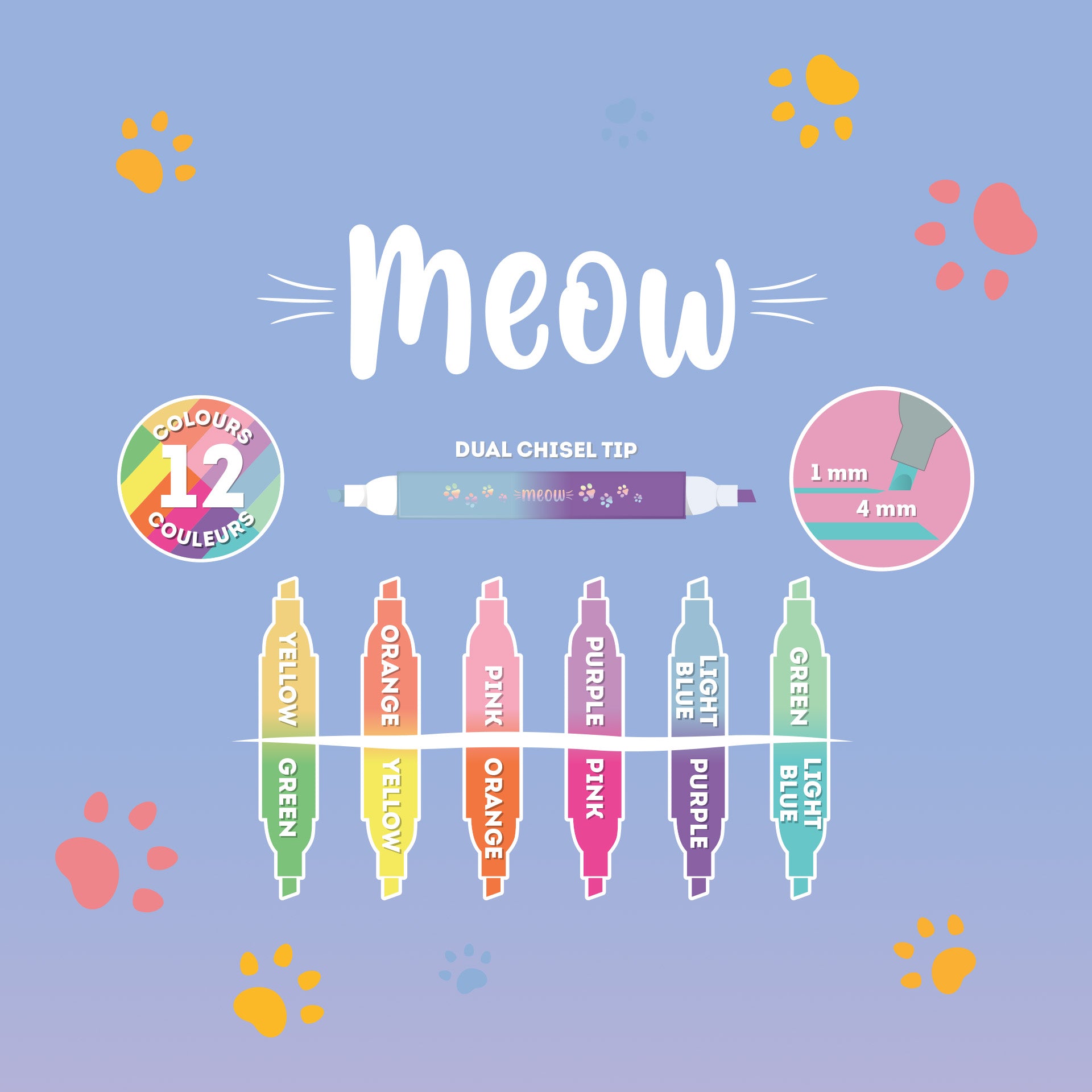 Legami Set Di 6 Evidenziatori Doppia Punta - Kitty - Meow