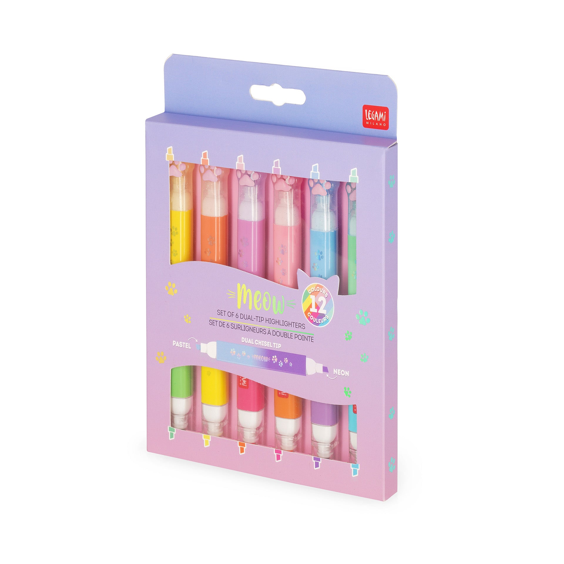 Legami Set Di 6 Evidenziatori Doppia Punta - Kitty - Meow