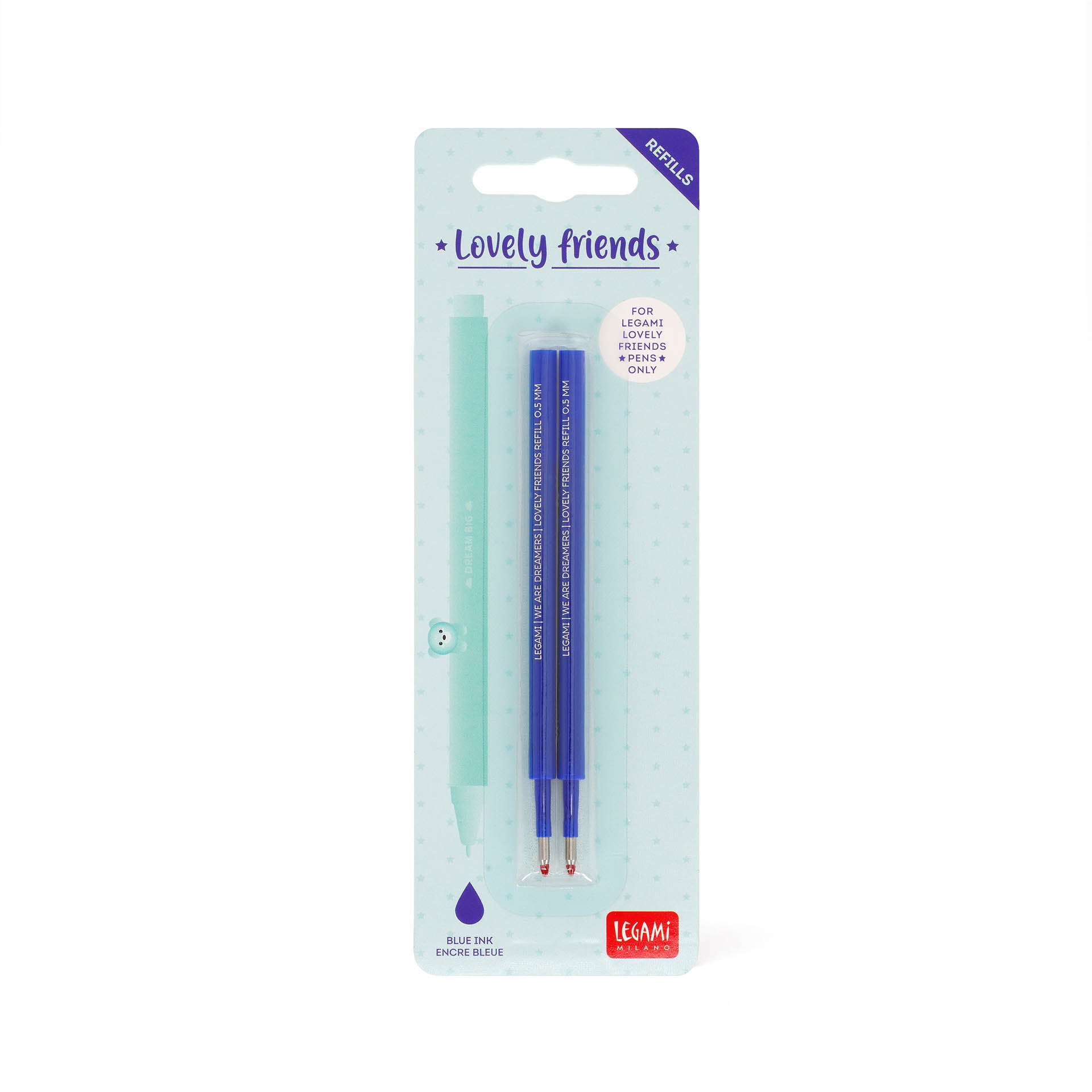 Legami Set Di Due Ricariche Per Penna Gel Lovely Friends - Blu