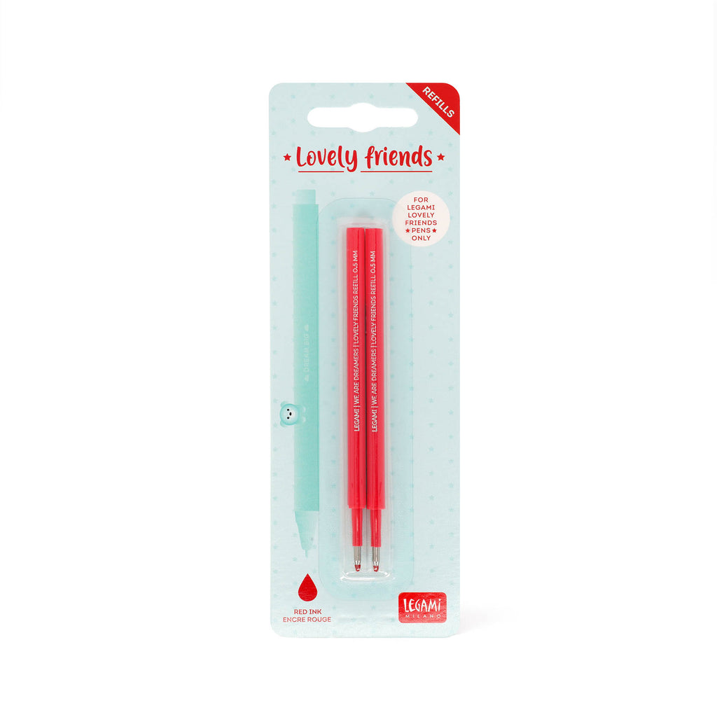Legami Set Di Due Ricariche Per Penna Gel Lovely Friends - Rosso