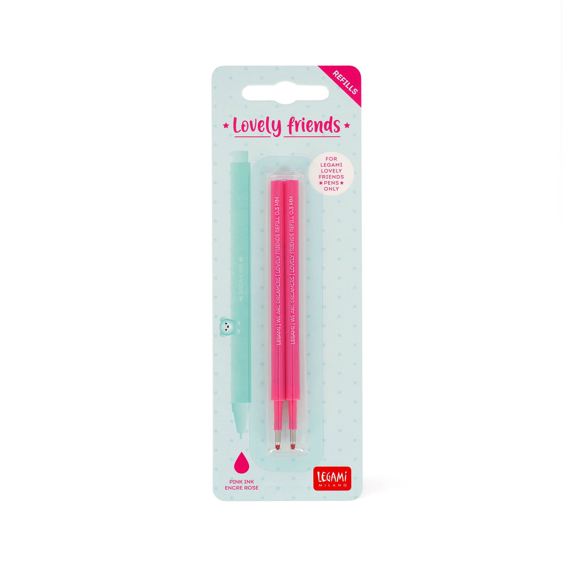 Legami Set Di Due Ricariche Per Penna Gel Lovely Friends - Rosa