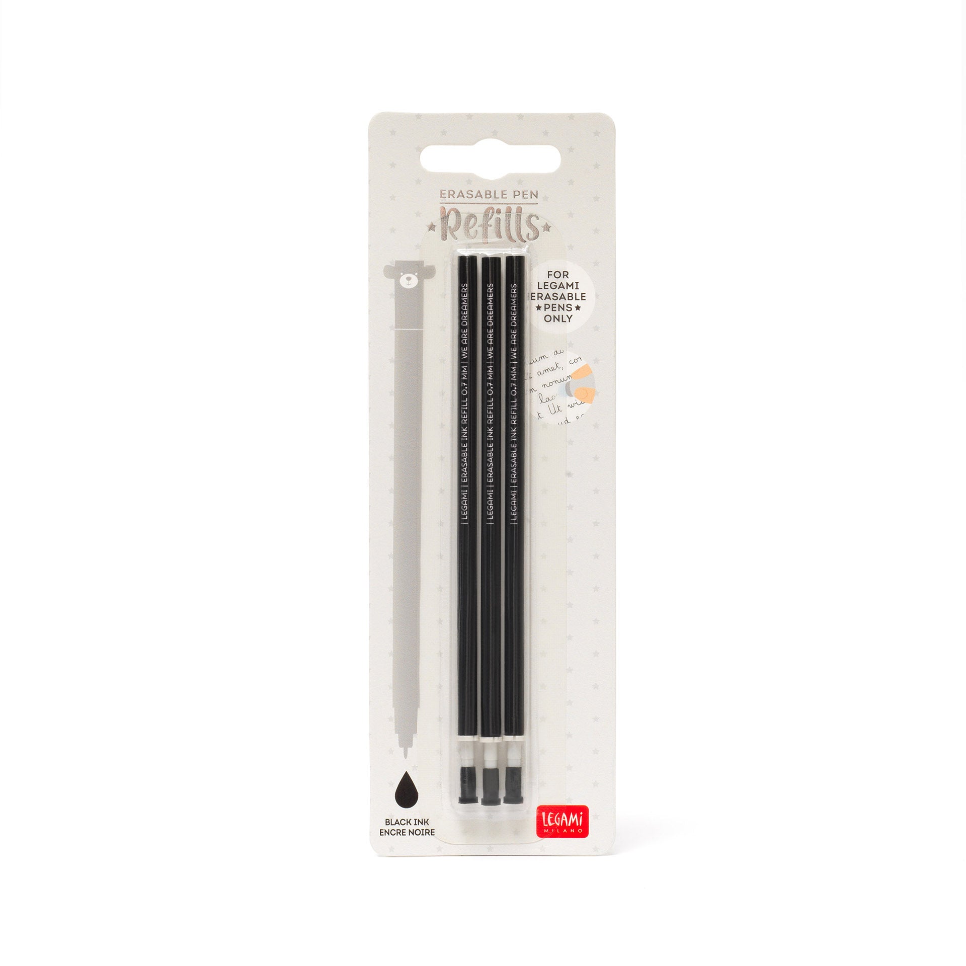 Legami Set Di Tre Ricariche Per Penna Gel Cancellabile - Nero