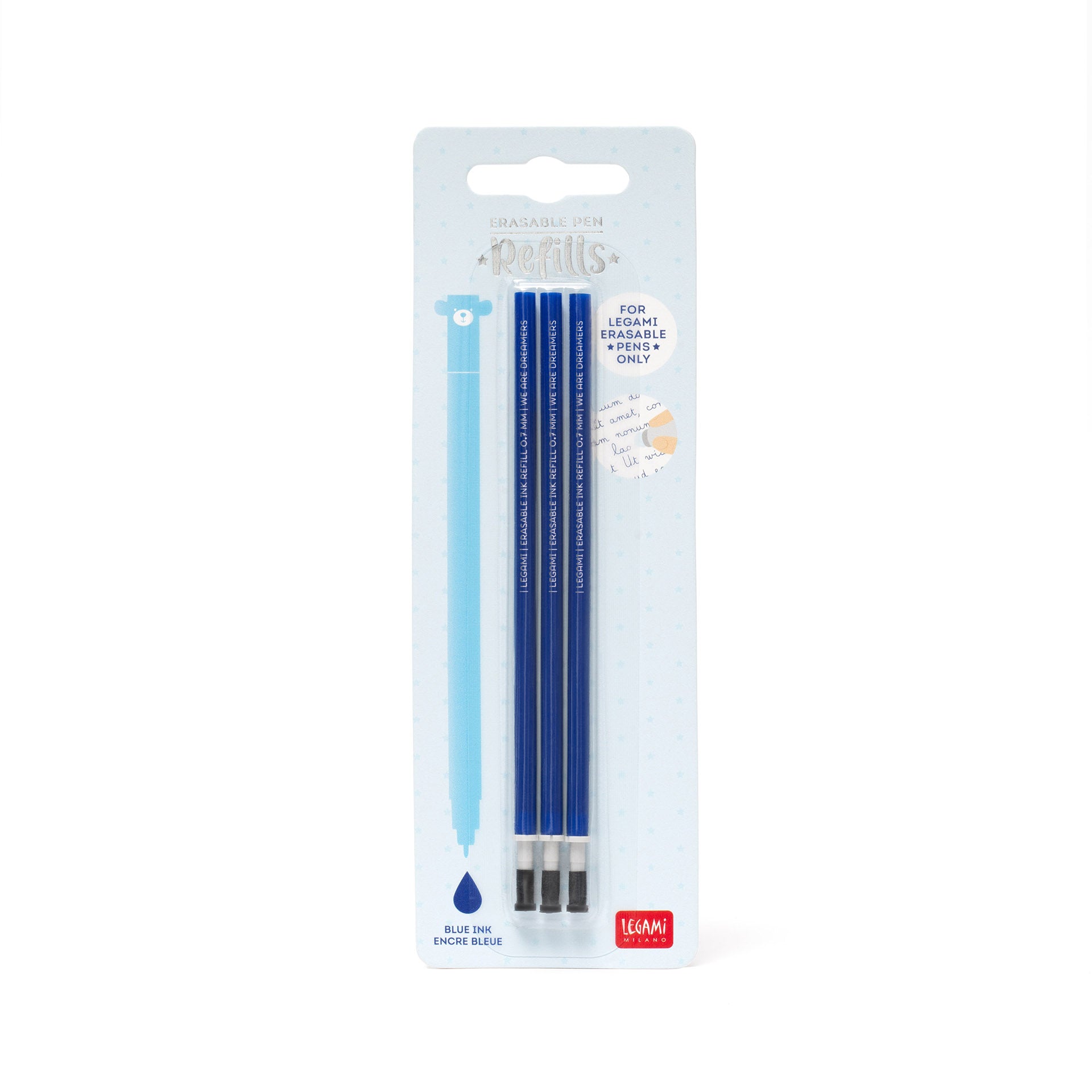 Legami Set Di Tre Ricariche Per Penna Gel Cancellabile - Blu
