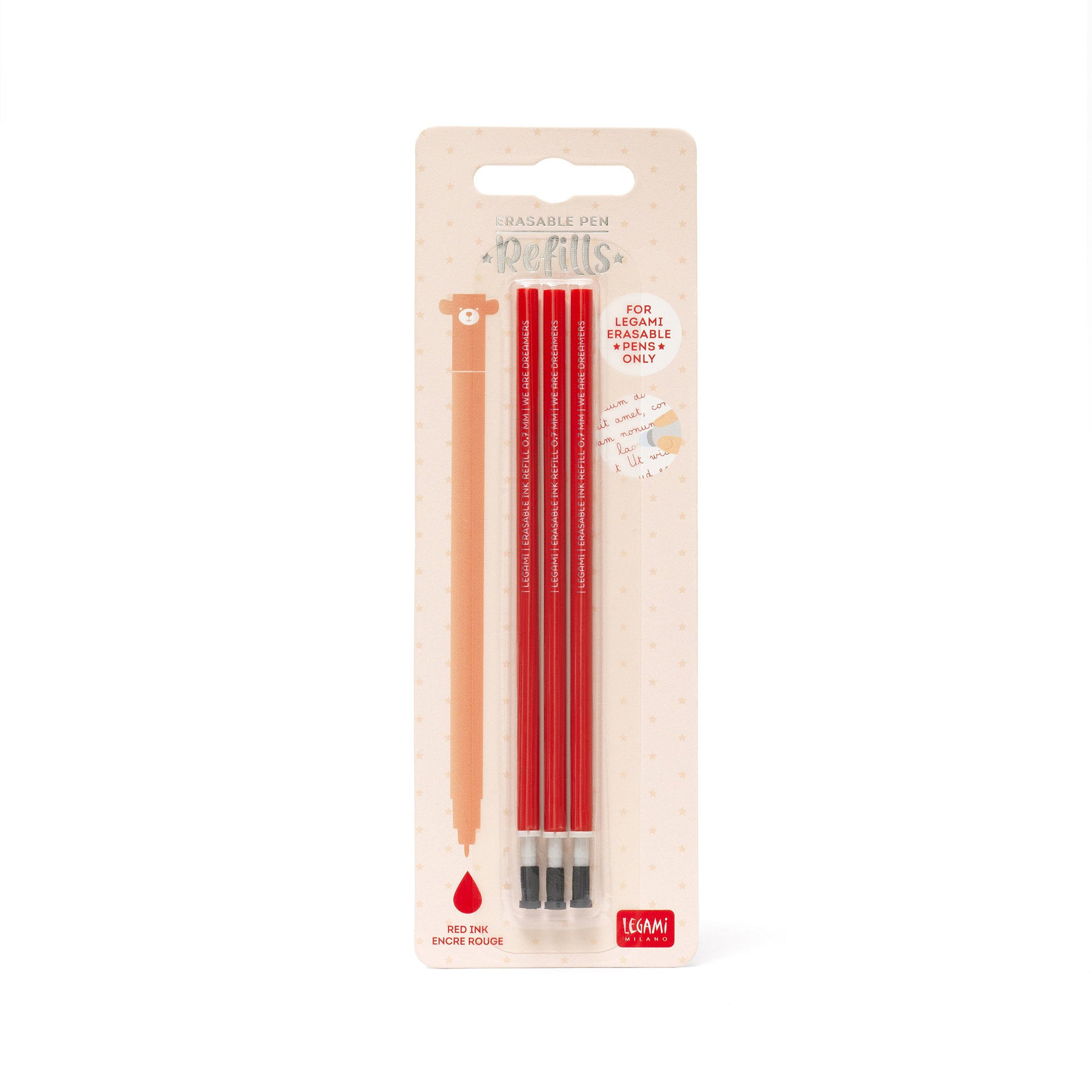 Legami Set Di Tre Ricariche Per Penna Gel Cancellabile - Rosso