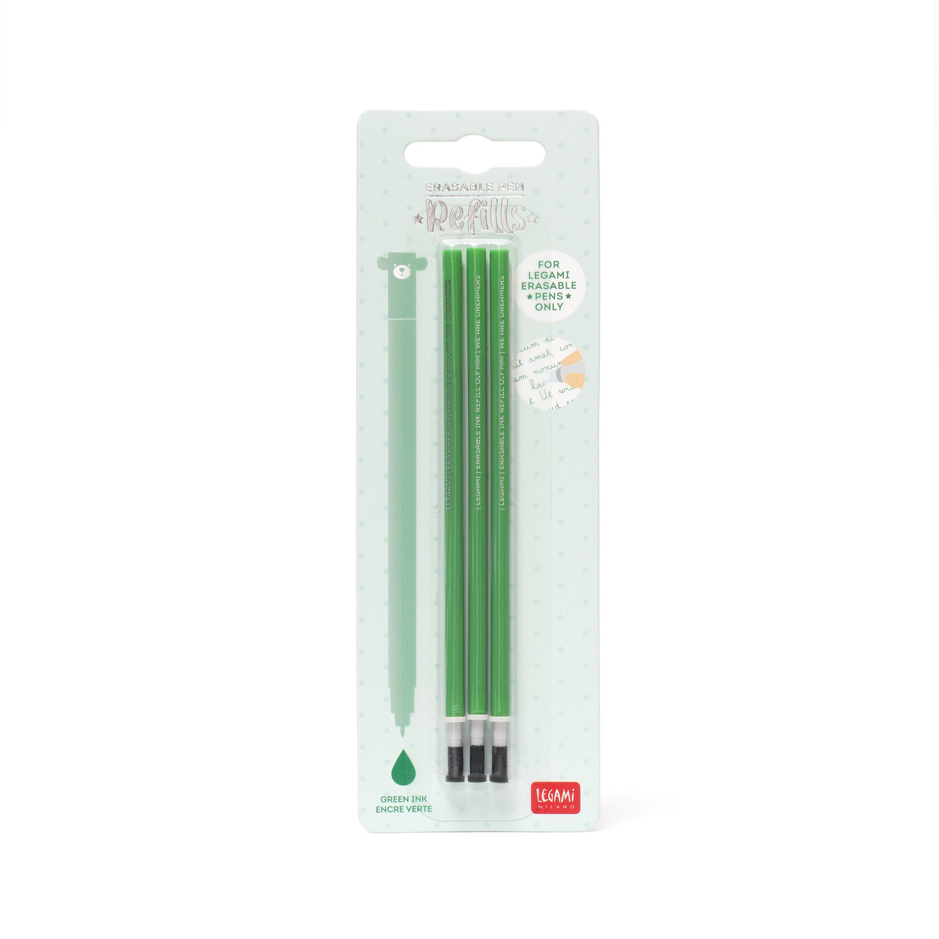 Legami Set Di Tre Ricariche Per Penna Gel Cancellabile - Verde