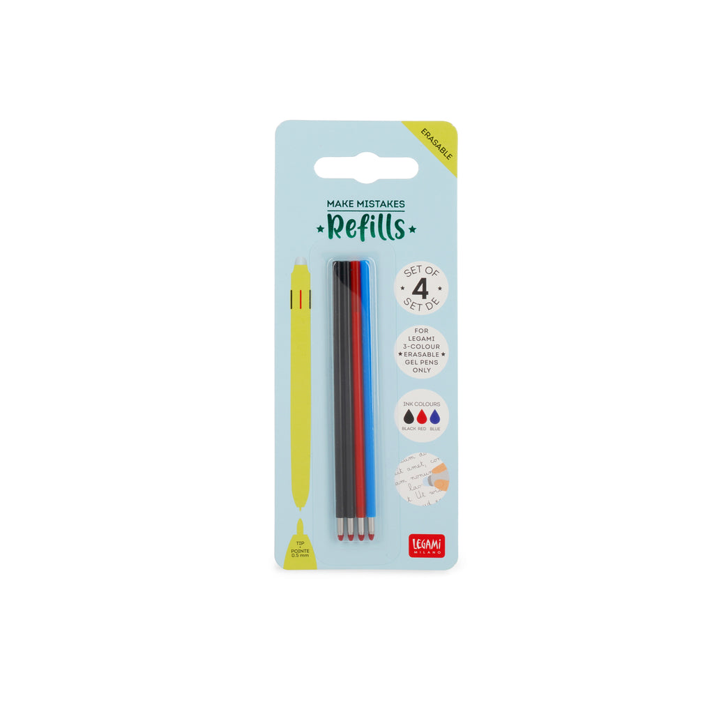Legami Set Di Quattro Ricariche Per Penna Gel Cancellabile Tre Colori