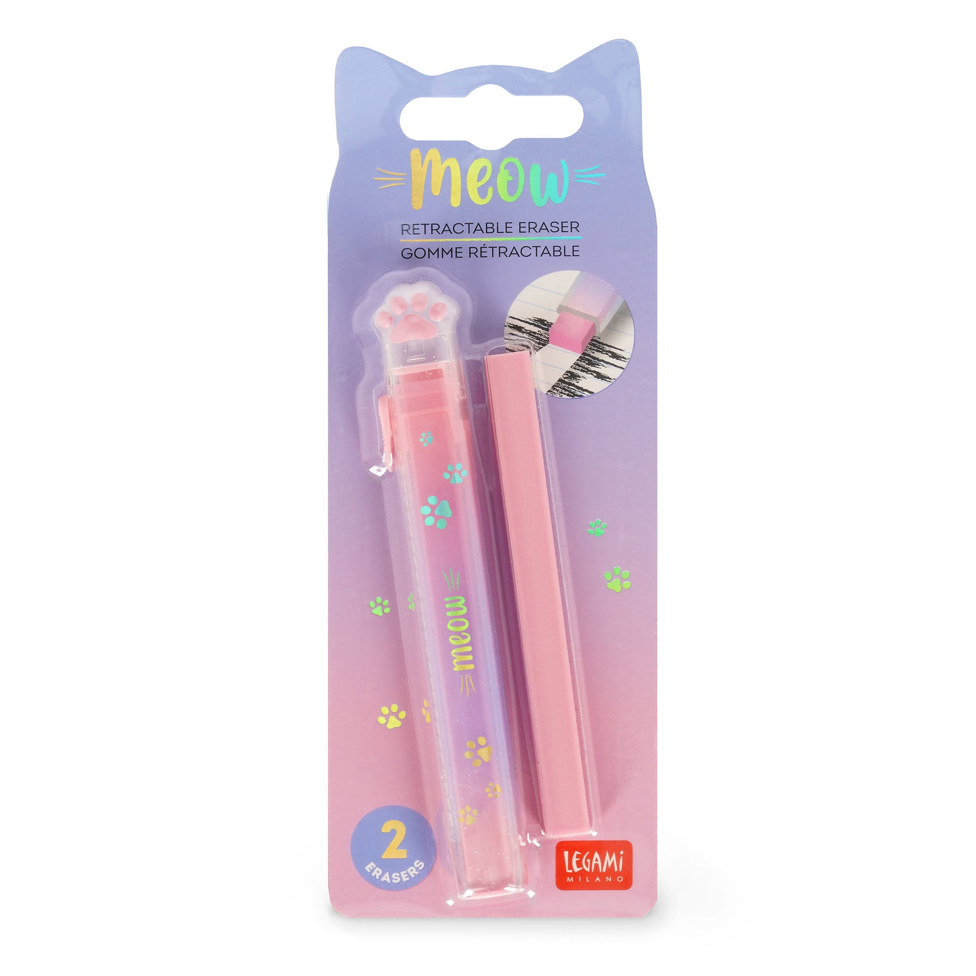 Legami Gomma Retrattile Slim Con Ricarica - Kitty Meow