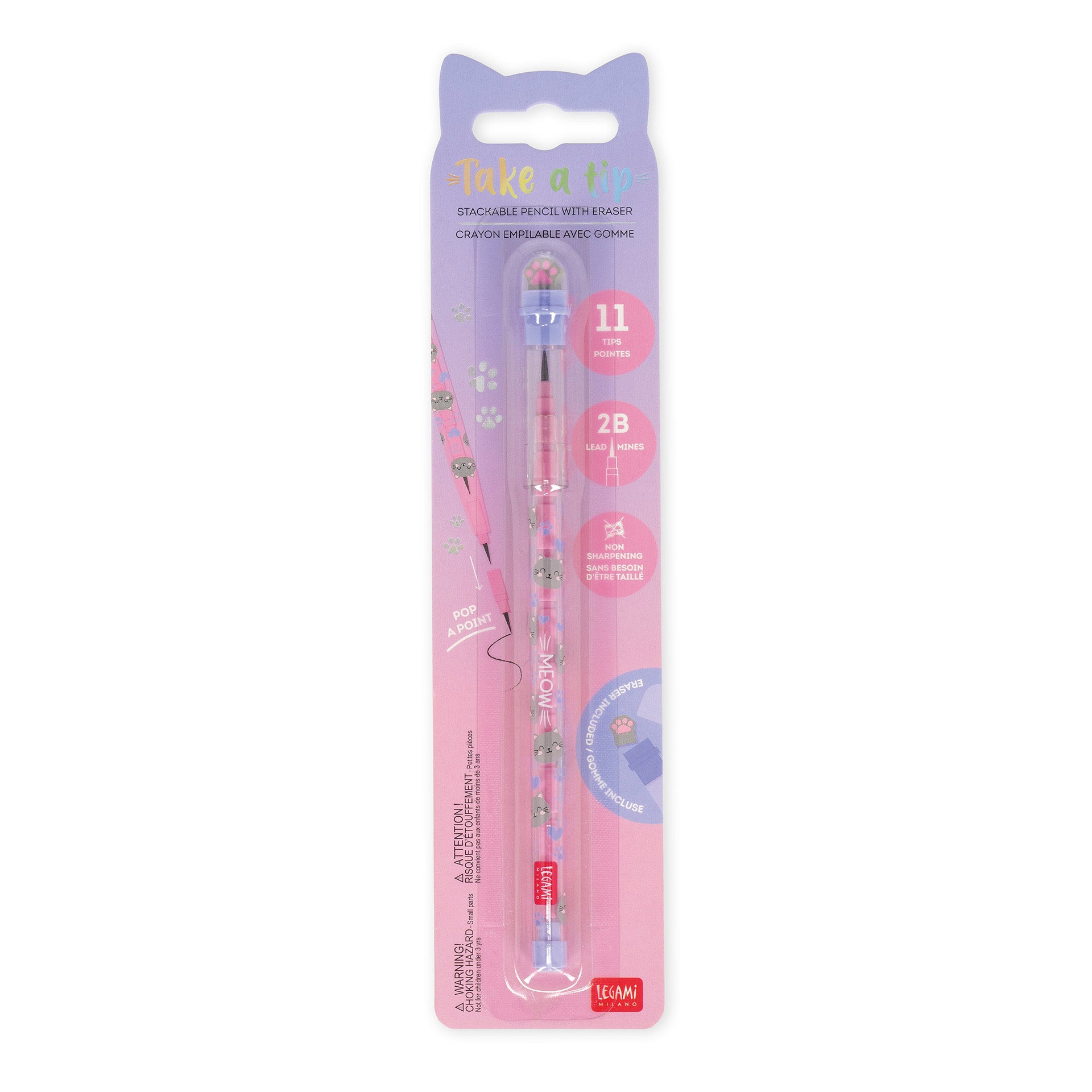 Legami Matita Impilabile Con Gomma - Kitty