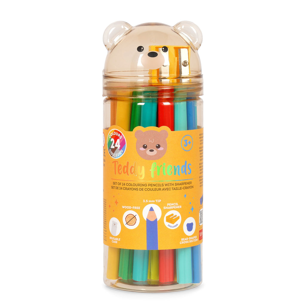 Legami Set Di 24 Matite Colorate Con Temperino - Teddy Friends