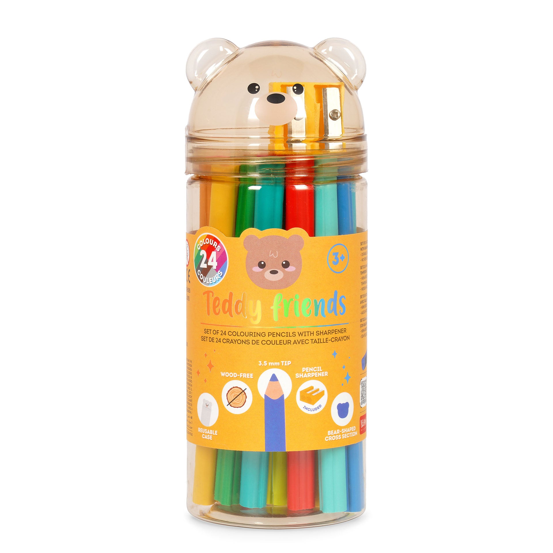 Legami Set Di 24 Matite Colorate Con Temperino - Teddy Friends