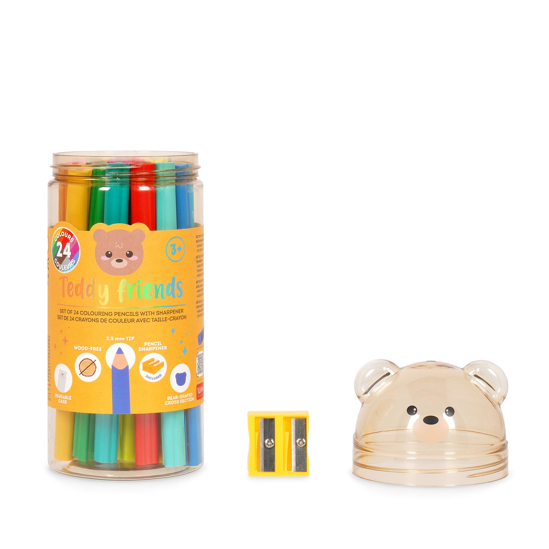 Legami Set Di 24 Matite Colorate Con Temperino - Teddy Friends