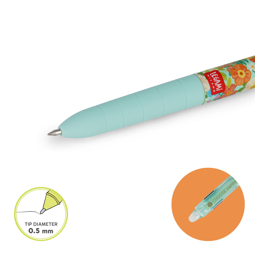 Legami Penna Gel Cancellabile Tre Colori - Flowers