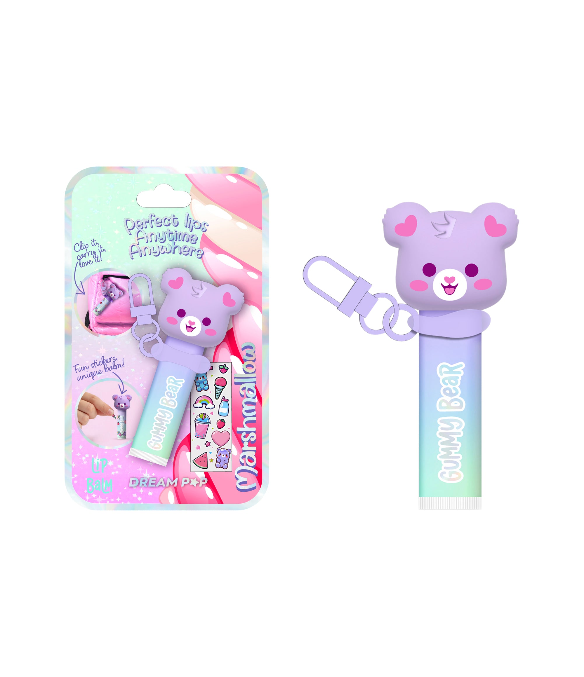 Tri-Coastal Balsamo Labbra Con Portachiavi Orso Marshmellow